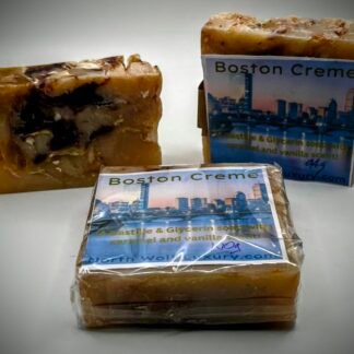 This Boston Creme is a soap scented with vanilla and caramel. It's rich, luxurious, and beautiful.  Sometimes for breakfast you really want to break your diet and have that Boston Creme Pie Pastry, well, now you can have almost all the scentsations of that experience with no calories!  You will smell so delicious, someone might want to eat you up.