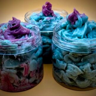 Whipped salty sugar scrubs. You will enjoy the smooth essential oils, the high quality butters, the Himilayan Salt, the Crystal Sugar, all whipped, smooth, relaxing, regenerating, and reward yourself with this simple addition to your bathing routine, or enjoy on a Home Spa Day.