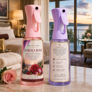 Aurora Rose, an NWB Exclusive. Rose, berries, and a fresh air zest sure enough to please any scent profile. 300 ml that includes a reusable continuous spray bottle.