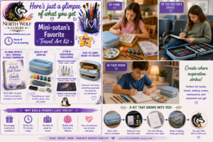 25 Pages of Creative Challenges, Art Instruction, Skill Building & Inspiration Ages 7+ | Draw • Paint • Explore • Sculpt • Practice • Grow What if an art kit didn't just give you art supplies—but actually helped you become a better artist? The 2026–2027 Artist’s Skill Tracker & Goals Workbook Travel Art Kit is a portable creative studio designed to help beginning and developing artists discover what they enjoy creating, learn fundamental art skills, build confidence through practice, and develop creative habits that can last a lifetime. And there's one simple idea behind the entire kit: You don't have to be “born talented” to be an artist. Art is a skill—and skills get better with practice. Even 10 minutes a day spent drawing, painting, observing, experimenting, or working in your sketchbooks can add up to meaningful improvement.