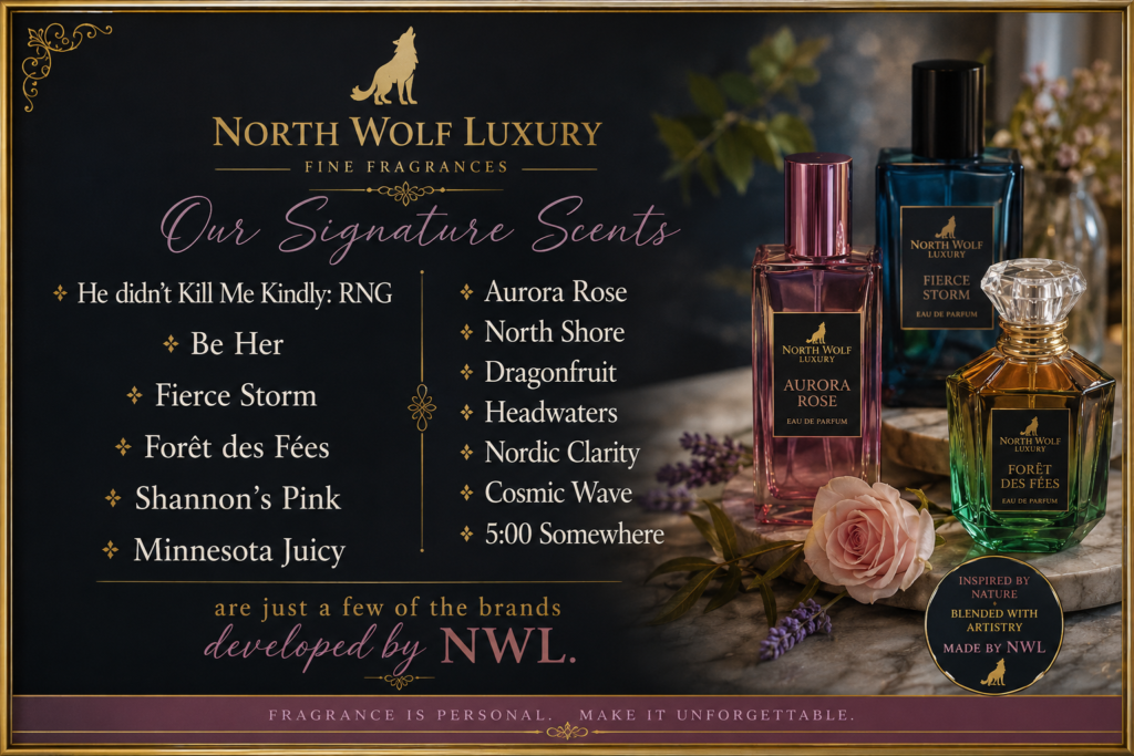 "He didn't Kill Me Kindly: RNG", "Be Her", "Fierce Storm" "Forêt des Fées", "Shannon's Pink", "Minnesota Juicy", "Aurora Rose", "North Shore", "Dragonfruit", "Headwaters", "Nordic Clarity", "Cosmic Wave", 5:00 Somewhere" are just a few of the brands developed by NWL.